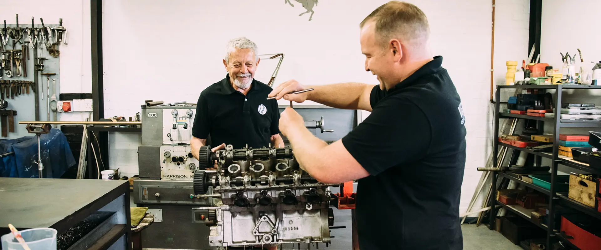 mechanics fixing ferrari engine